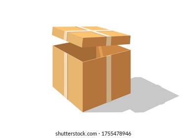 Öffnen Sie das Feld in der Perspektivansicht. Faltschachtel für die Lieferung der Geschenkbox, offene Schachtel.