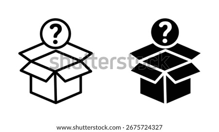 Open box with question mark icon set , Mystery Box Concept Open Container With Question Mark Icon Vector Illustration