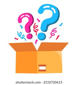 open box and question mark.vector illustration of mystery box lottery on white background