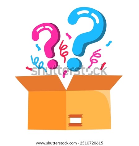open box and question mark.vector illustration of mystery box lottery on white background
