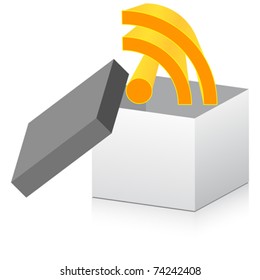 open box with rss sign inside