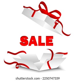 Open box sale. Open package. Vector illustration.