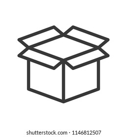 open box, shipping and logistic icon, outline design pixel perfect
