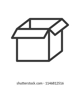 open box, shipping and logistic icon, outline design pixel perfect