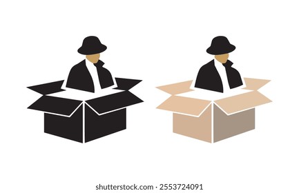 Open box silhouette vector illustration bundle on white background
