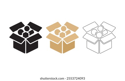 Open box silhouette vector illustration bundle on white background