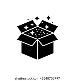 Caixa aberta com Sparkles, Surpresa e Conceito de presente
