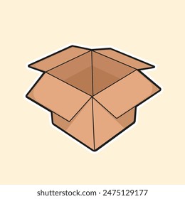 Open Box Sticker Vector Illustration