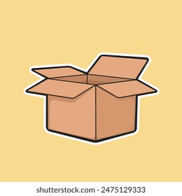 Open Box Sticker Vector Illustration