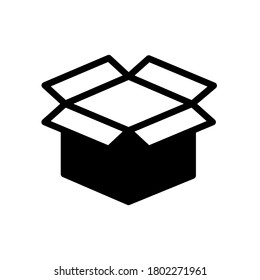 open box symbol flat black line icon, Vector Illustration
