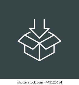 Open box symbol. Symbol of packaging, download. Eps, vector illustration.