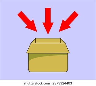 open box with three inward arrows