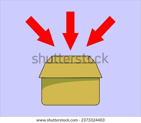 open box with three inward arrows