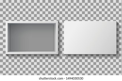 Open box top view realistic vector packaging items