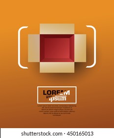 Open Box. Top View. Vector Illustration.