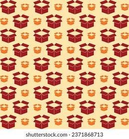 Open box and unbox seamless repeating trendy pattern vector illustration background
