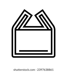 cuadro abierto desempaquetando el vector de icono de línea de contenido de carga. cuadro abierto desempaquetando el signo de contenido de carga. símbolo de contorno aislado ilustración negra