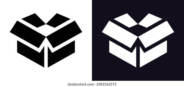 open box vector icon. carton box vector symbol in black color. empty cardboard packaging. open product delivery shipping box symbol. vector illustrati