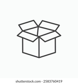 Open Box vector icon isolated in black line