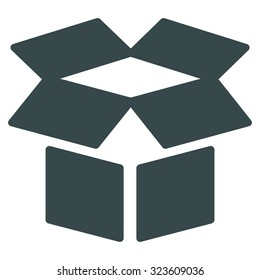 Open Box vector icon. Style is flat symbol, soft blue color, rounded angles, white background.