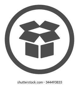 Open Box vector icon. Style is flat rounded symbol, gray color, rounded angles, white background.