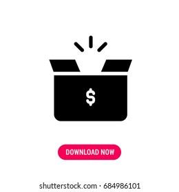 Open box vector icon, The symbol of unpacked box. Simple, modern flat vector illustration for mobile app, website or desktop app   