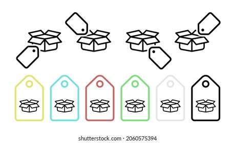 Open box vector icon in tag set illustration for ui and ux, website or mobile application