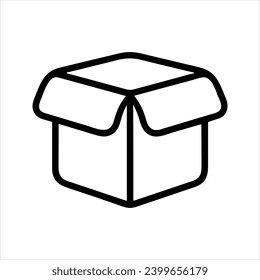 Abrir icono lineal vectorial de caja. Desempaquetar compras. Regalo de cumpleaños. Icono de aplicación móvil. 