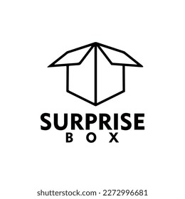 Open box vector logo design showing suprise