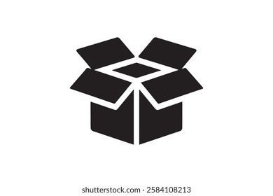 open box vector silhouette isolated in white background