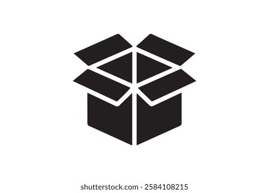 open box vector silhouette isolated in white background