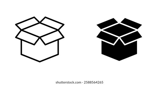 Open Box vectors icons set in filled and strokes on white background
