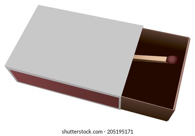 Open boxes of cardboard with one match. Vector illustration.