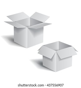 Open boxes isolated on white background. Vector illustration.