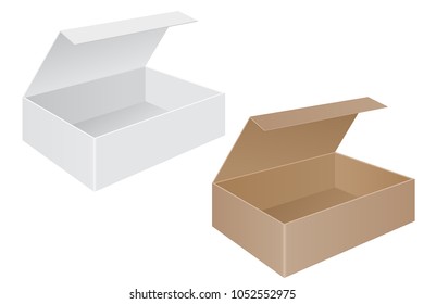 Open boxes. Vector 3d illustration isolated on white background
