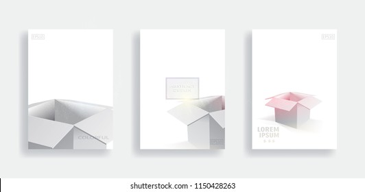 open box,packing cover vector set