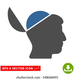 Open Brain EPS vector icon. Illustration style is flat iconic bicolor cobalt and gray symbol on white background.