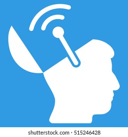 Open Brain Radio Interface vector icon. Style is flat graphic symbol, white color, blue background.