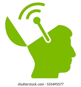 Open Brain Radio Interface vector pictograph. Style is flat graphic symbol, eco green color, white background.