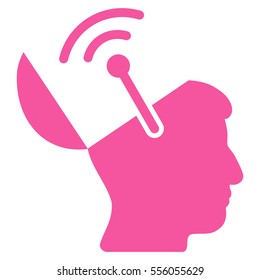 Open Brain Radio Interface vector pictogram. Style is flat graphic symbol, pink color, white background.