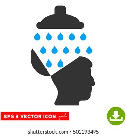 Open Brain Shower EPS vector pictogram. Illustration style is flat iconic bicolor blue and gray symbol on white background.