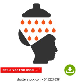Open Brain Shower EPS vector pictogram. Illustration style is flat iconic bicolor orange and gray symbol on white background.
