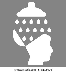 Open Brain Shower vector icon. Style is flat graphic symbol, white color, gray background.