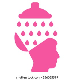 Open Brain Shower vector pictogram. Style is flat graphic symbol, pink color, white background.