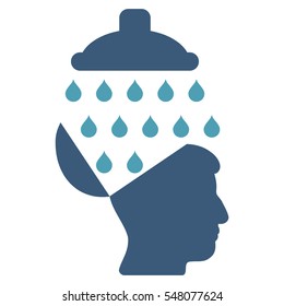 Open Brain Shower vector pictograph. Style is flat graphic bicolor symbol, cyan and blue colors, white background.