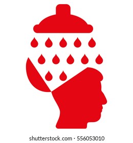 Open Brain Shower vector pictograph. Style is flat graphic symbol, red color, white background.