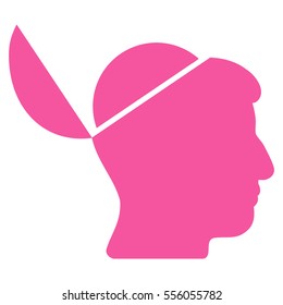 Open Brain vector icon. Style is flat graphic symbol, pink color, white background.