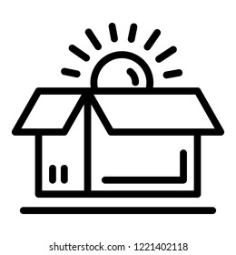 Open brand box icon. Outline open brand box vector icon for web design isolated on white background