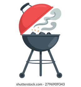 Open brazier icon in flat illustration style isolated on white background. Vector icon suitable for heating equipment and fire cooking themed graphics.