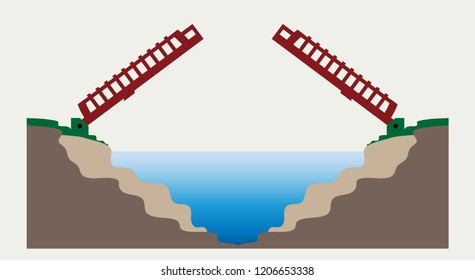 Open bridge with nature landscape vector